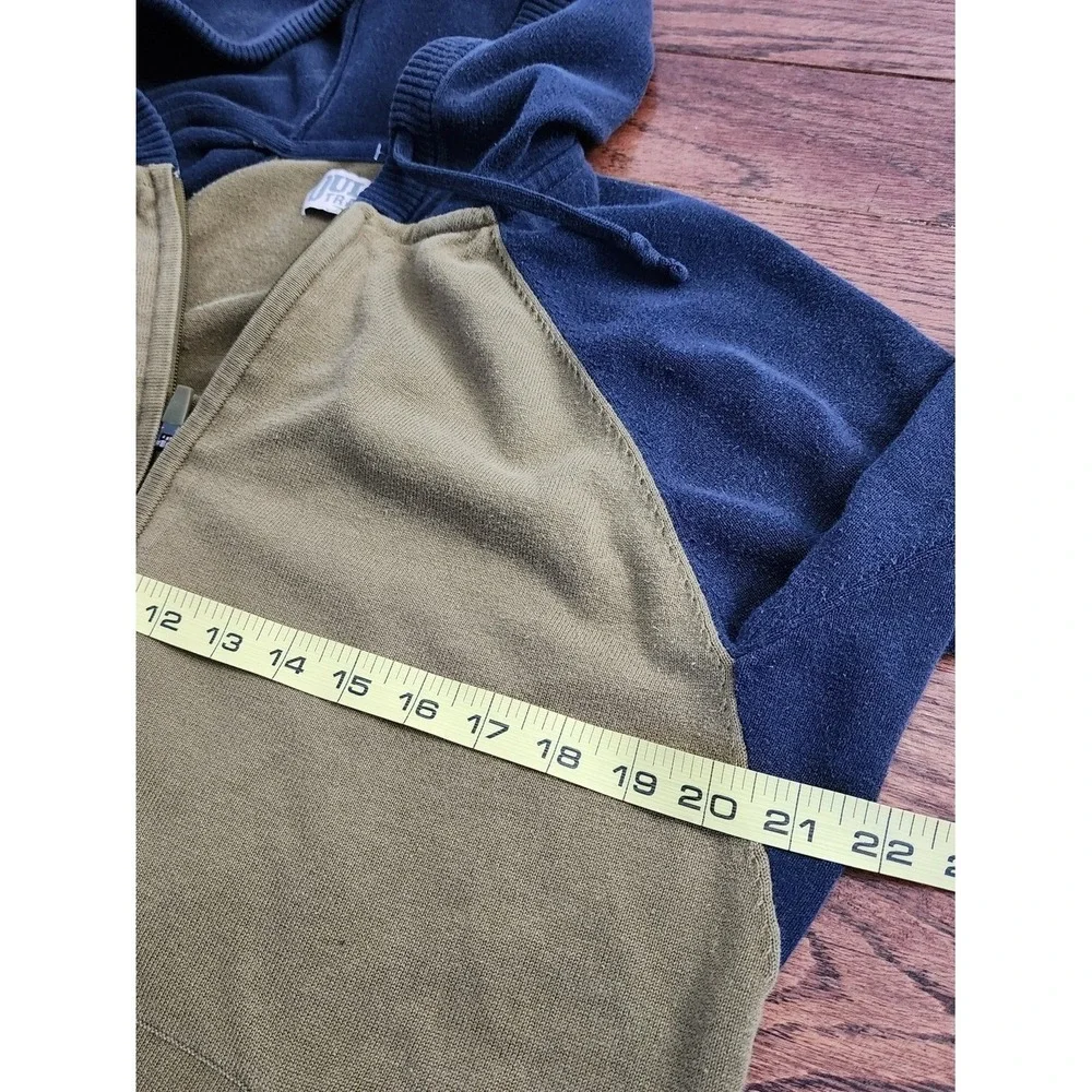 Duluth Trading Co Zip Up Hoodie Mens Large Mustard Navy Raglan Workwear Casual